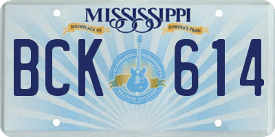 MS license plate BCK614