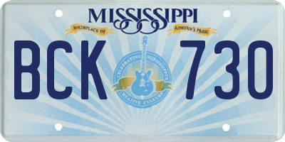 MS license plate BCK730