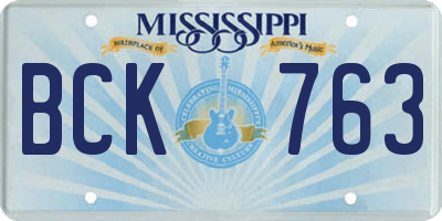 MS license plate BCK763