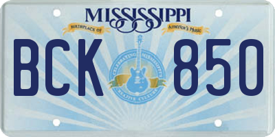 MS license plate BCK850