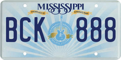 MS license plate BCK888