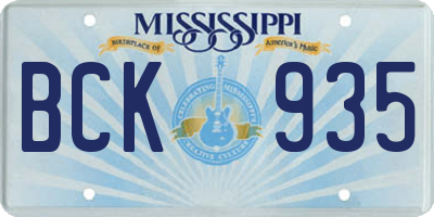 MS license plate BCK935