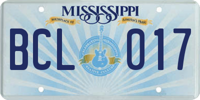 MS license plate BCL017