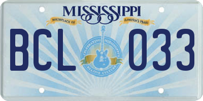 MS license plate BCL033