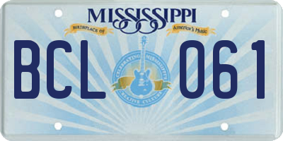 MS license plate BCL061