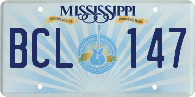 MS license plate BCL147
