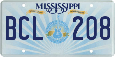 MS license plate BCL208
