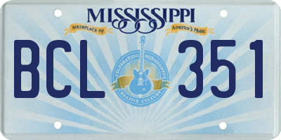 MS license plate BCL351