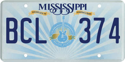 MS license plate BCL374