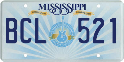 MS license plate BCL521