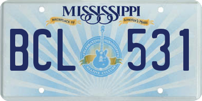 MS license plate BCL531