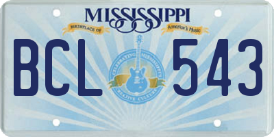 MS license plate BCL543