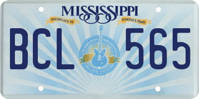 MS license plate BCL565