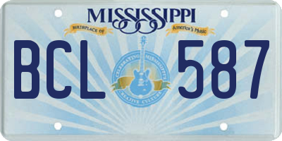 MS license plate BCL587