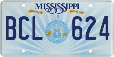 MS license plate BCL624