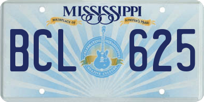 MS license plate BCL625