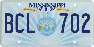 MS license plate BCL702