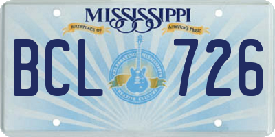 MS license plate BCL726