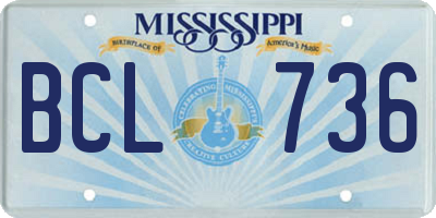 MS license plate BCL736