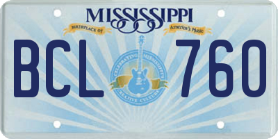 MS license plate BCL760