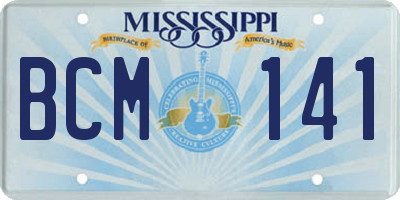MS license plate BCM141