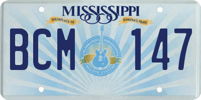 MS license plate BCM147