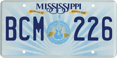MS license plate BCM226