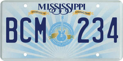 MS license plate BCM234