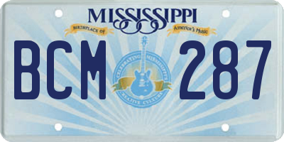 MS license plate BCM287