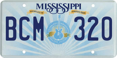 MS license plate BCM320