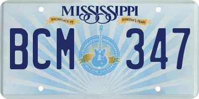 MS license plate BCM347