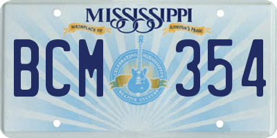 MS license plate BCM354