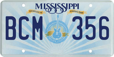 MS license plate BCM356