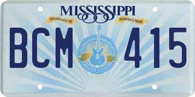 MS license plate BCM415