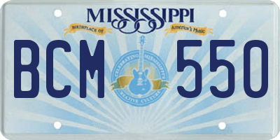 MS license plate BCM550