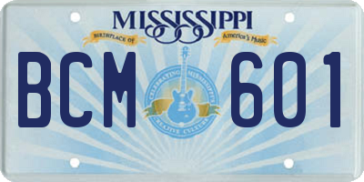 MS license plate BCM601