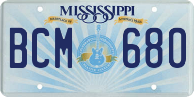 MS license plate BCM680