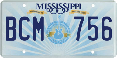 MS license plate BCM756