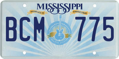 MS license plate BCM775