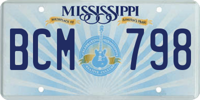 MS license plate BCM798
