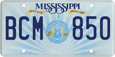 MS license plate BCM850
