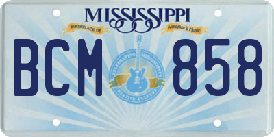 MS license plate BCM858