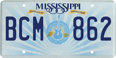 MS license plate BCM862
