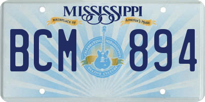 MS license plate BCM894