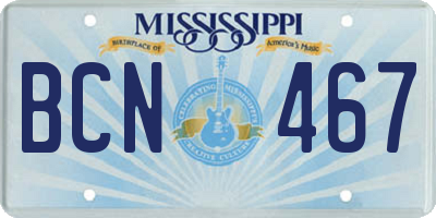 MS license plate BCN467