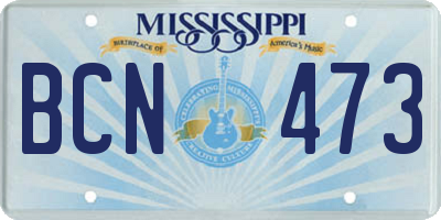 MS license plate BCN473