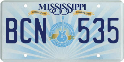 MS license plate BCN535