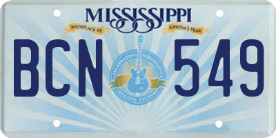 MS license plate BCN549