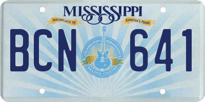 MS license plate BCN641