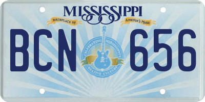 MS license plate BCN656
